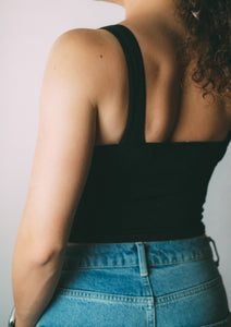 Ribbed Crop Top with V-Neck